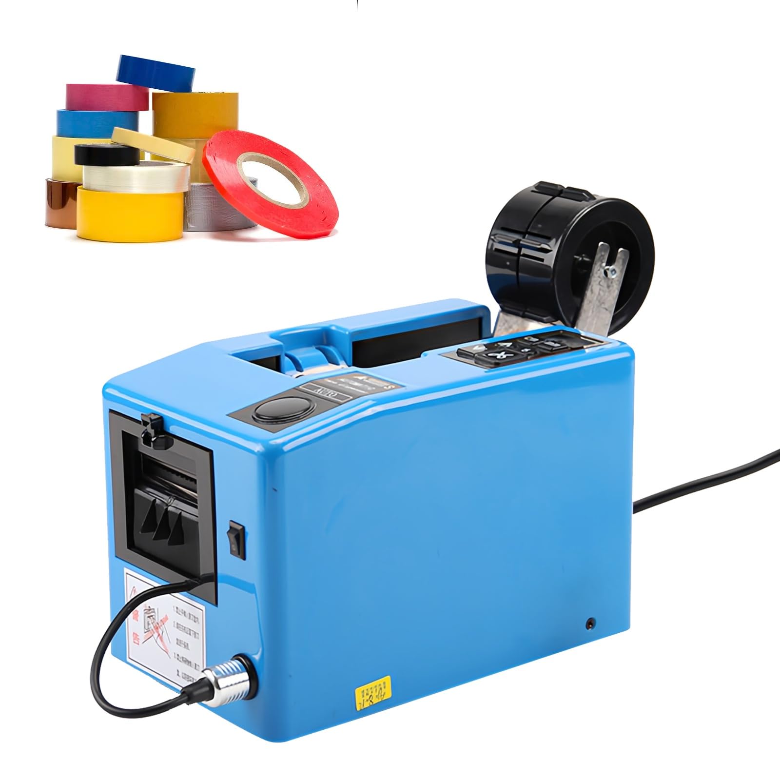 XCSCUK Tape Cutting Machine, Electric Adhesive Cutter Dispenser,with Tapes Bracket,for Cutting 5-999mm Length and 5-55mm Width