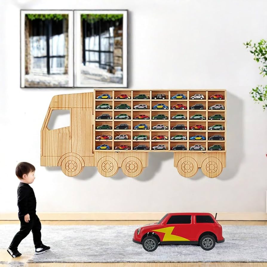 Amazon.com: Wasaiggon Wood Toy Car Display Rack, Holds 42