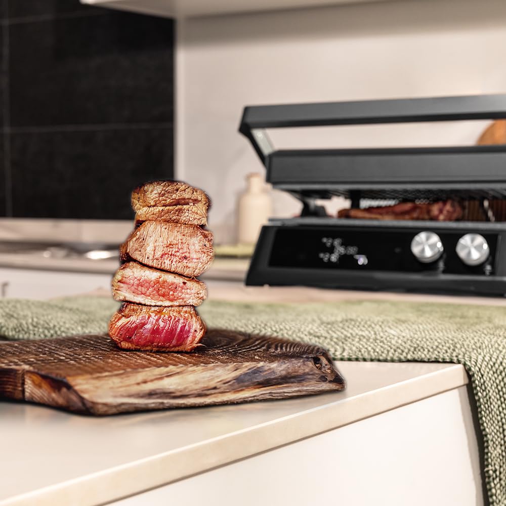 Cecotec Barbecue Grill Elettrico con Griglia Rockn'Grill Bistro. 2400W, Cottura Sana, Senza Fumo, Controllo Sfioramento, Piastre Temperatura Indipendenti, Sonda Temperatura Inclusa, Piastre Staccabili