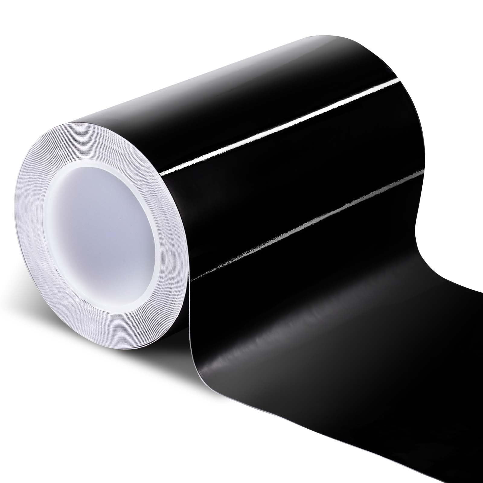 Spurtar Gloss Black Vinyl Wrap 4 Inch x 20ft Air-Release Adhesive Car Vinyl Tape Chrome Delete Wrap Roll DIY Car Exterior Decoration Door Edge Guard Vehicle Detailing Paper 10CM x 6M