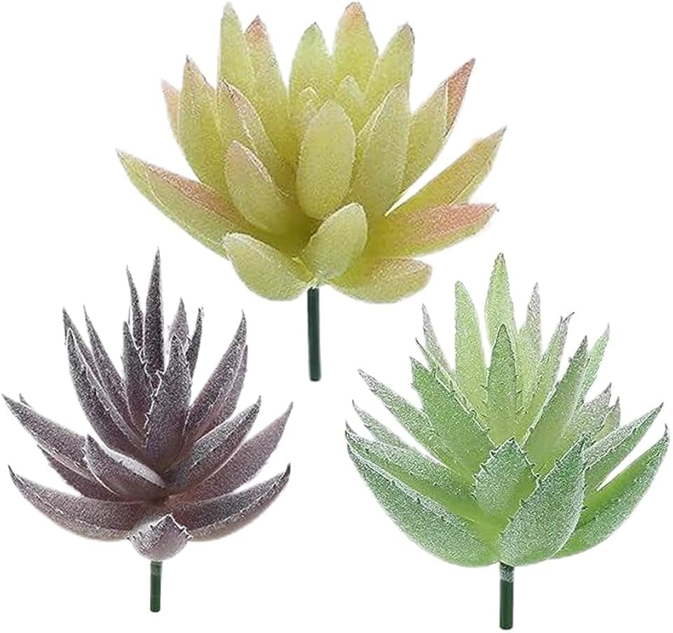 Conjunto de 3 plantas artificiais para decoração de mesa de mesa de escritório em casa (combinação de suculentas verdes H)