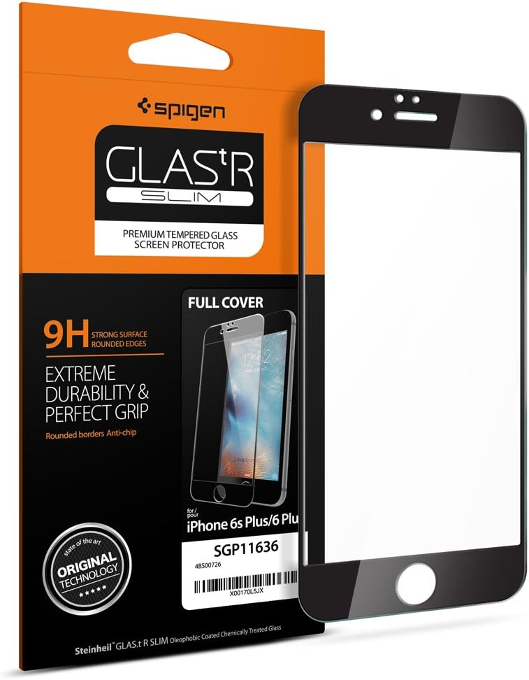 Spigen Full Cover Glass iPhone 6s Plus Screen Protector with Tempered Glass for iPhone 6s Plus/ 6 Plus – Black