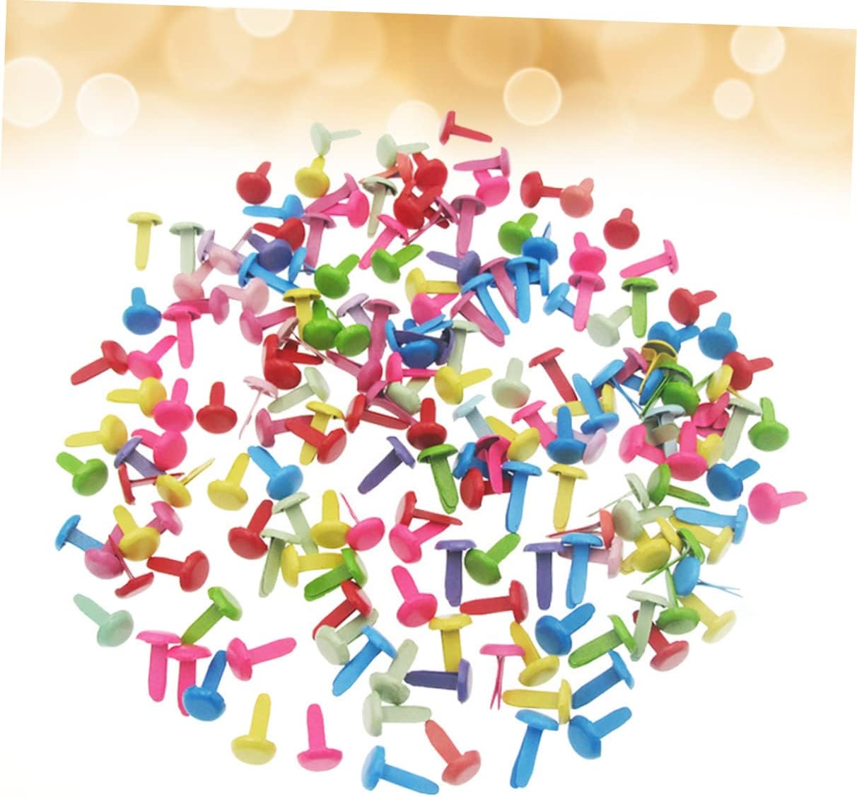 PERSELOSO 100Pcs Mini Round Brads Double Leg Horn Nails for Scrapbooking DIY Crafts and Paper Projects for Arts Crafts Supplies
