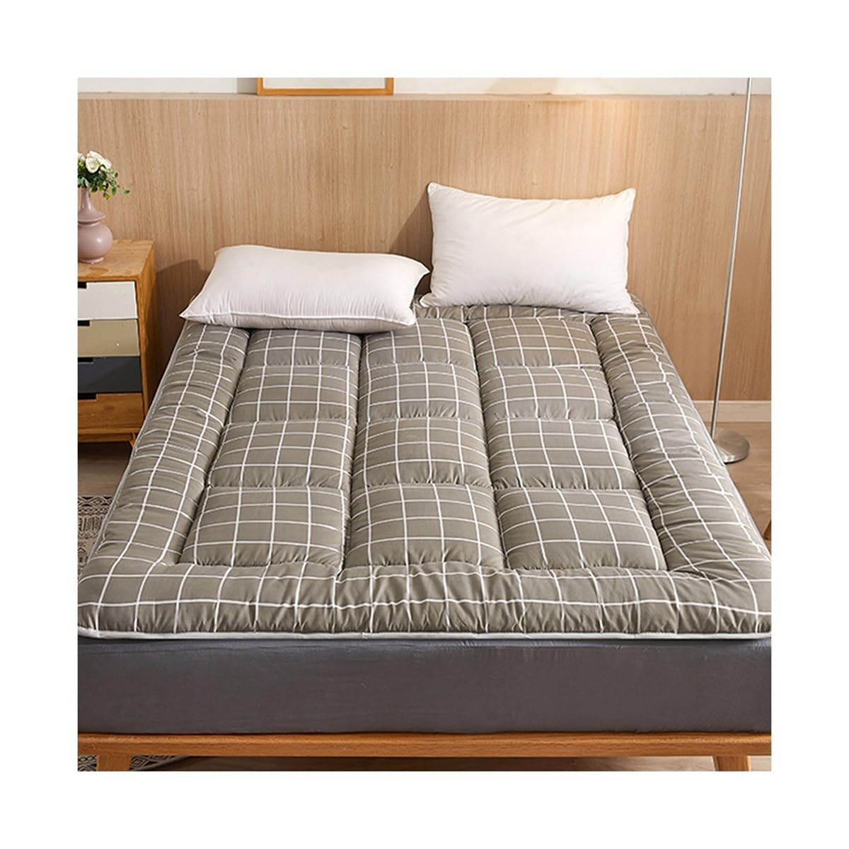 OBONG Extra Thick Down Feather Filled Mattress Pad California King Size Soft Featherbed Mattresses Topper Breathable Medium Support Futon Mattress(C,King-180 * 200cm)