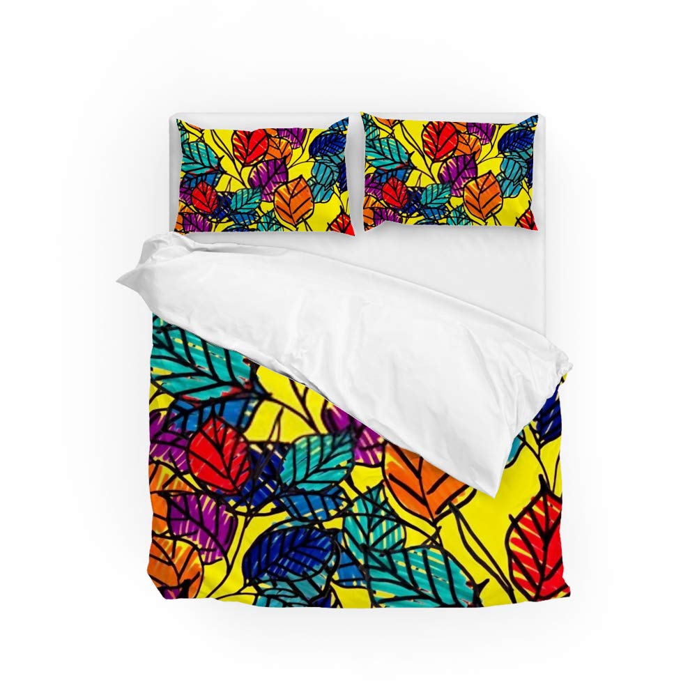 Parure de lit housse de couette fleurs tropicales et taies d'oreiller Queen Size