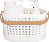 UUJOLY Plastic Storage Baskets with Handles - Durable Shower Caddy Organizer for Bathroom, Kitchen, Dorm Room, Yellow 11.1x7.5x7"