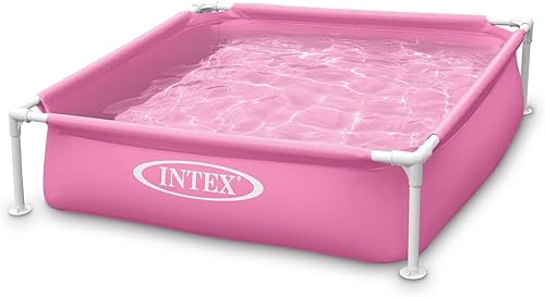 Intex Mini marco sobre el suelo piscina rosa 48 x 48 x 12 pulgadas
