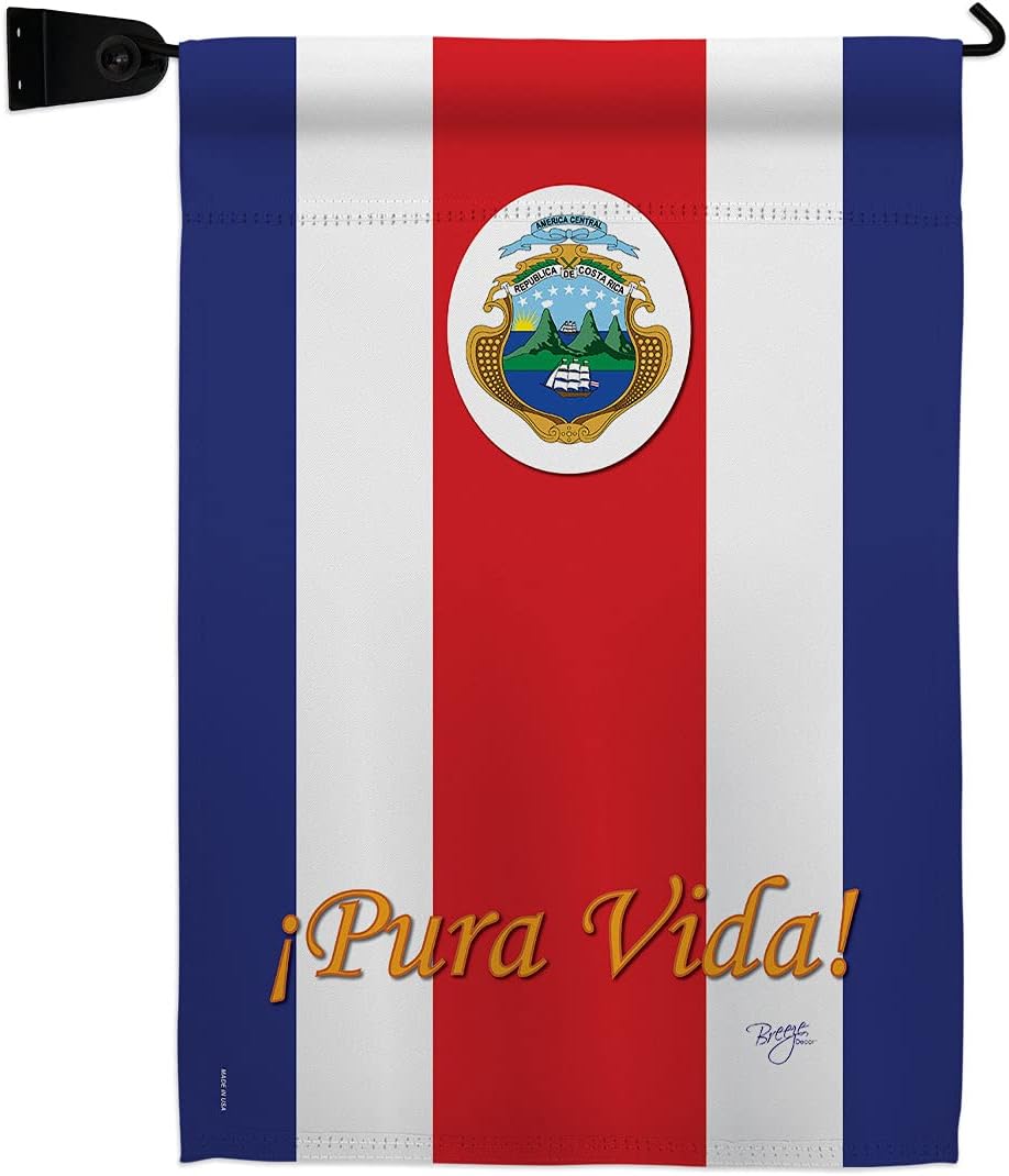 Costa Rica Garden Flag Set Wall Holder Regional Nationality Nation International World Country Particular Area Small Decorative Gift Yard House Banner Double-Sided Made In USA 13 X 18.5