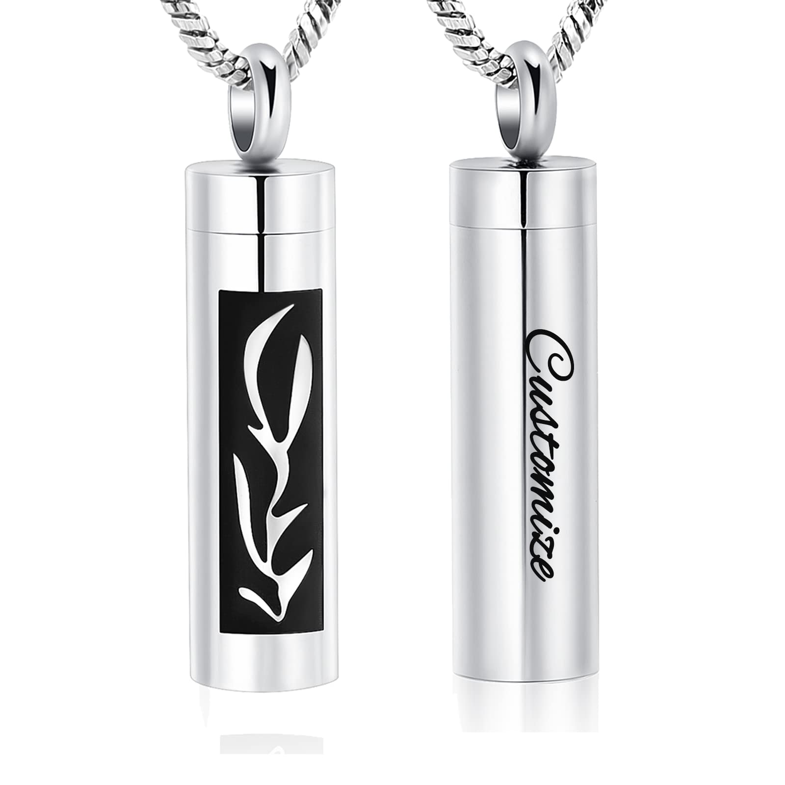 Yinplsmemory Cremation Jewelry Hollow Cylinder Urn Necklace for Ashes for Women Men Ashes Keepsake Memorial Jewelry for Dad Mom Son