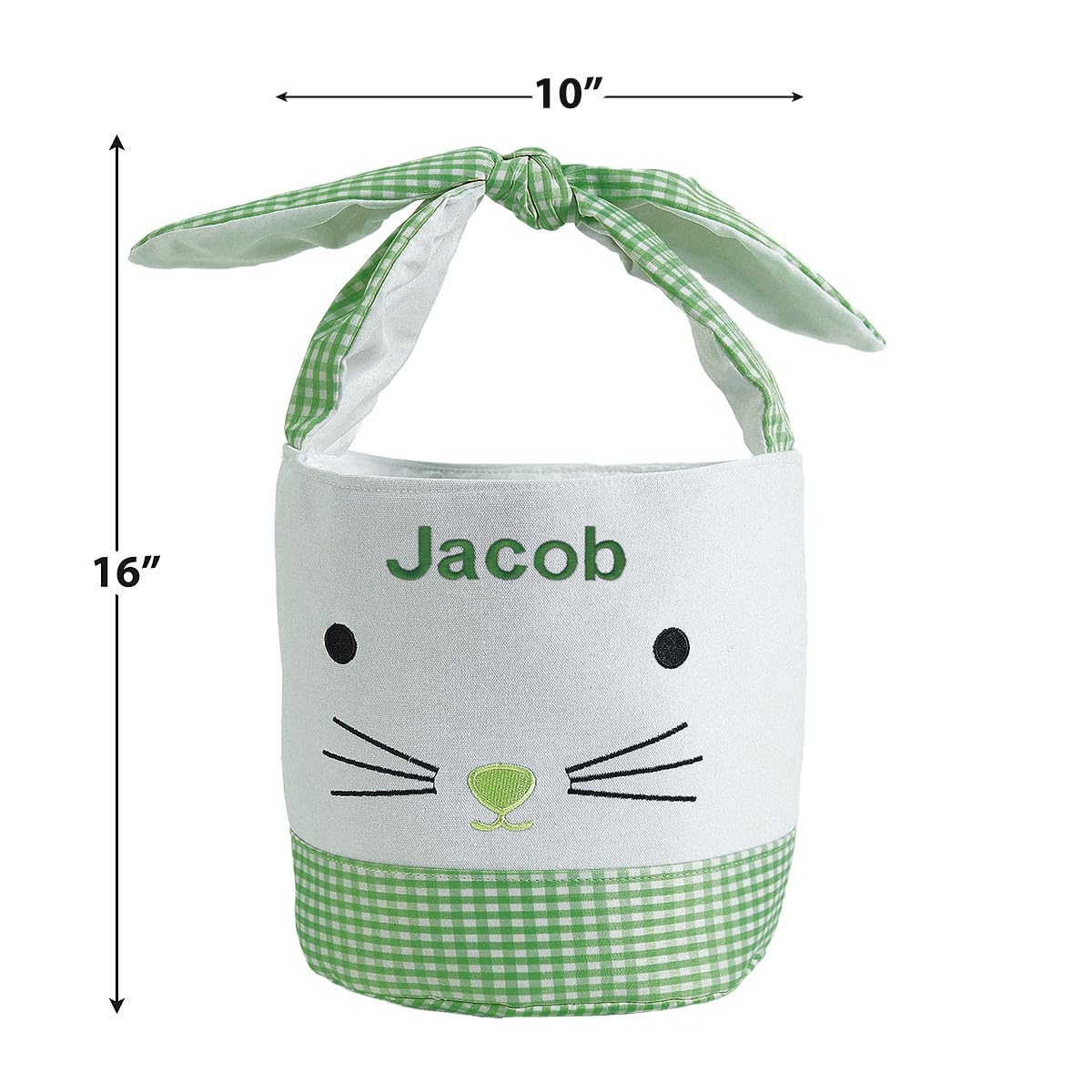 Lillian Vernon Personalized Kids Green Gingham Easter Bag - 10