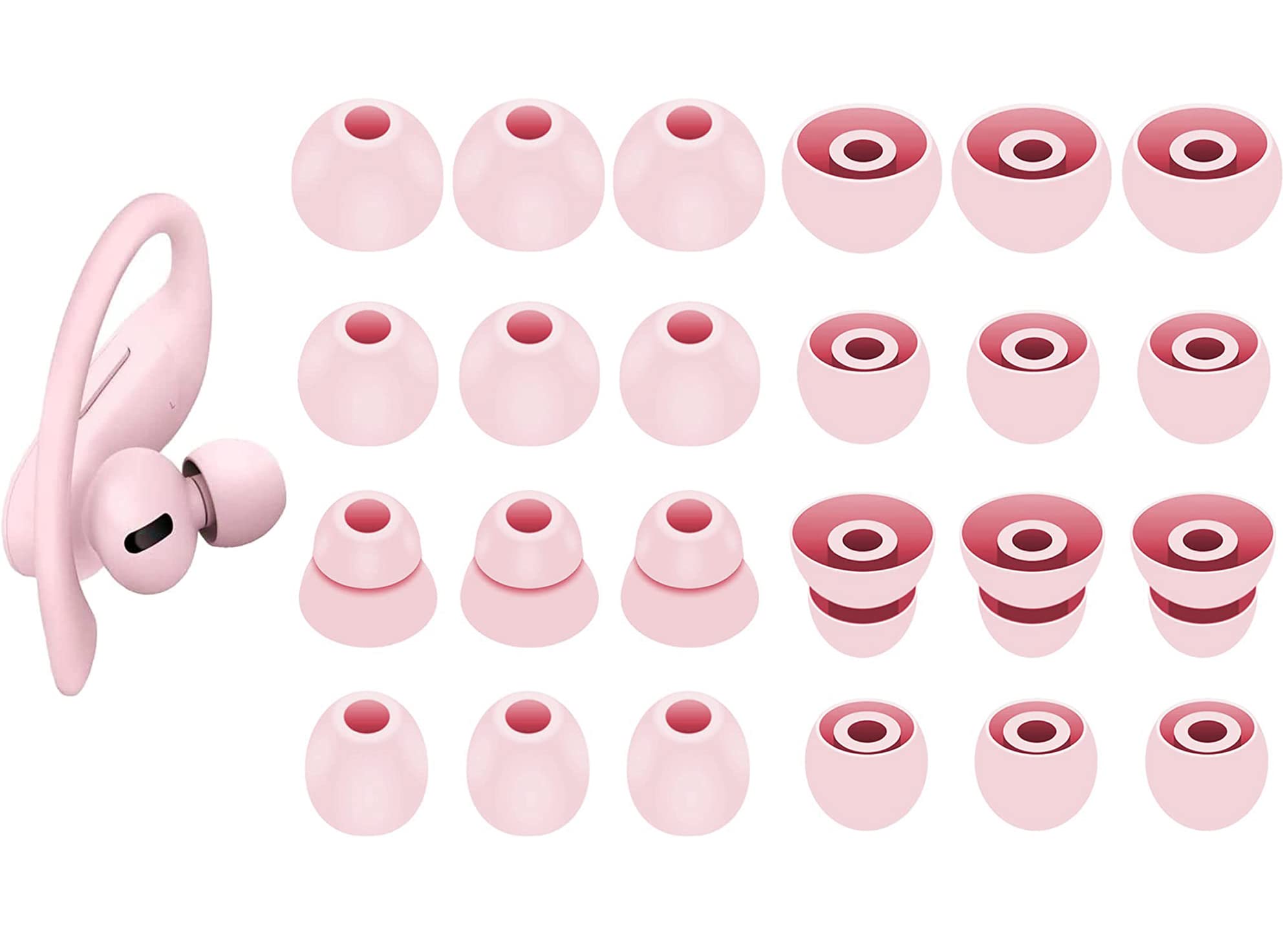 BLUEWALL Ear Tips Compatible with Beats Powerbeats Pro Earbuds, S/M/L/D Sizes 12 Pairs Soft Silicon Earbud Tips Replacement Eartips Compatible with PB