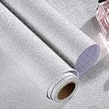 YENHOME Glitter Wallpaper Stick and Peel for Walls Silver Glitter Contact Paper Peel and Stick Self Adhesive Christmas Decoration Glitter Paper Cardstock Silver Wallpaper for Crafts Dresser 17.7'x80'