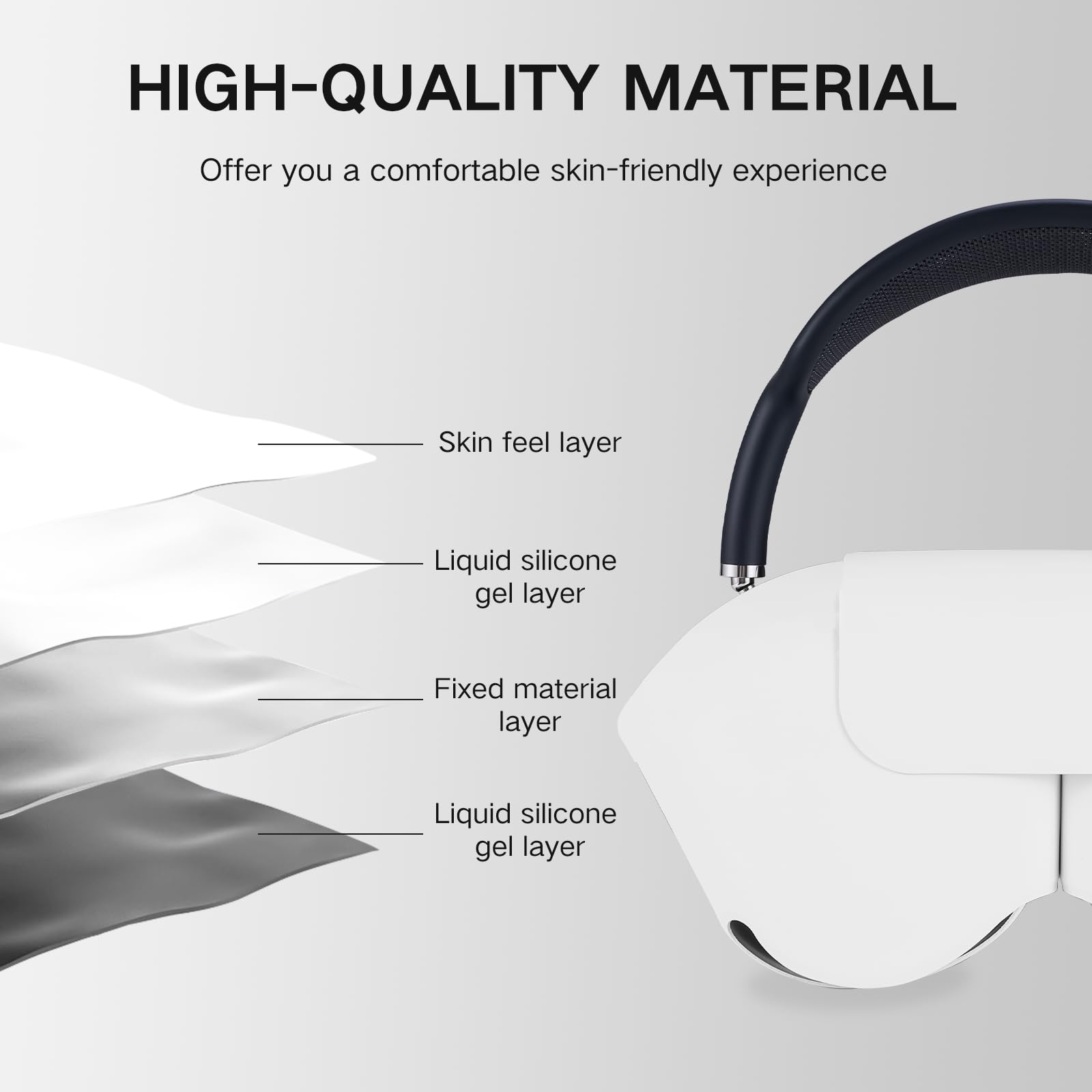 Lukvcoe inteligentne etui, Etui do Apple Airpods Max słuchawek, akcesoria z trybem uśpienia, wykonane ze skóry PU, oryginalny zamiennik etui do Airpod Max (Biały)