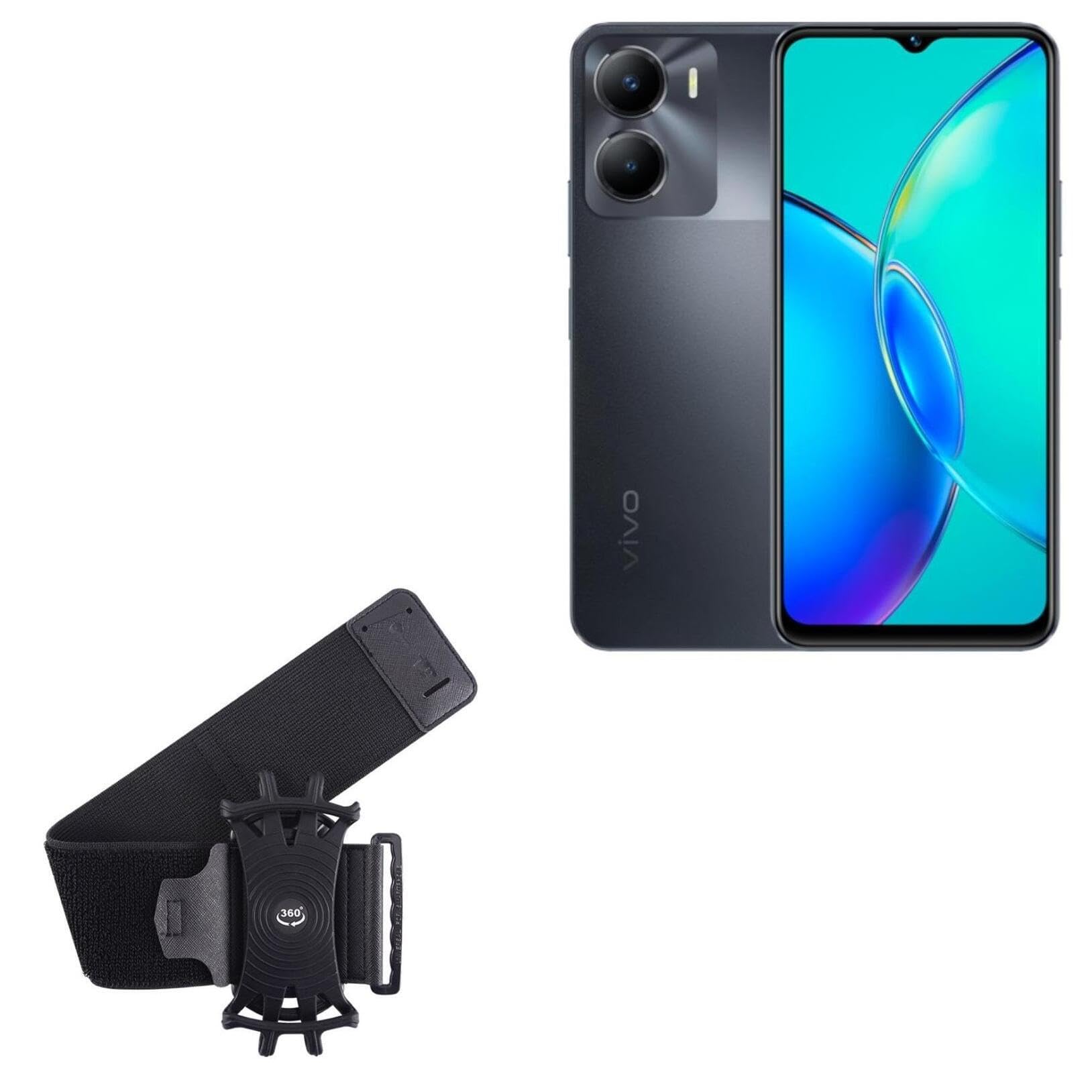 BoxWave Holster Compatible with vivo Y56 - ActiveStretch Sport Armband, Adjustable Armband for Workout and Running - Jet Black