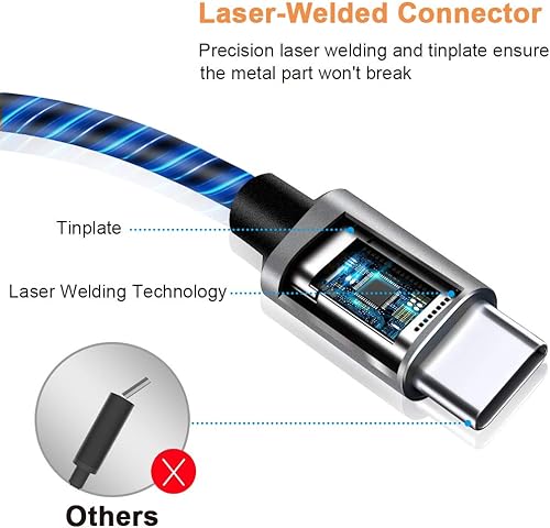 Miniatura 2 de Cable USB C, cable de carga rápida con luz LED 3A, cable tipo C compatible con Samsung Galaxy S21 S20 S10 S10E S9 S8 Plus Note 20 10 9 8, LG G8 y