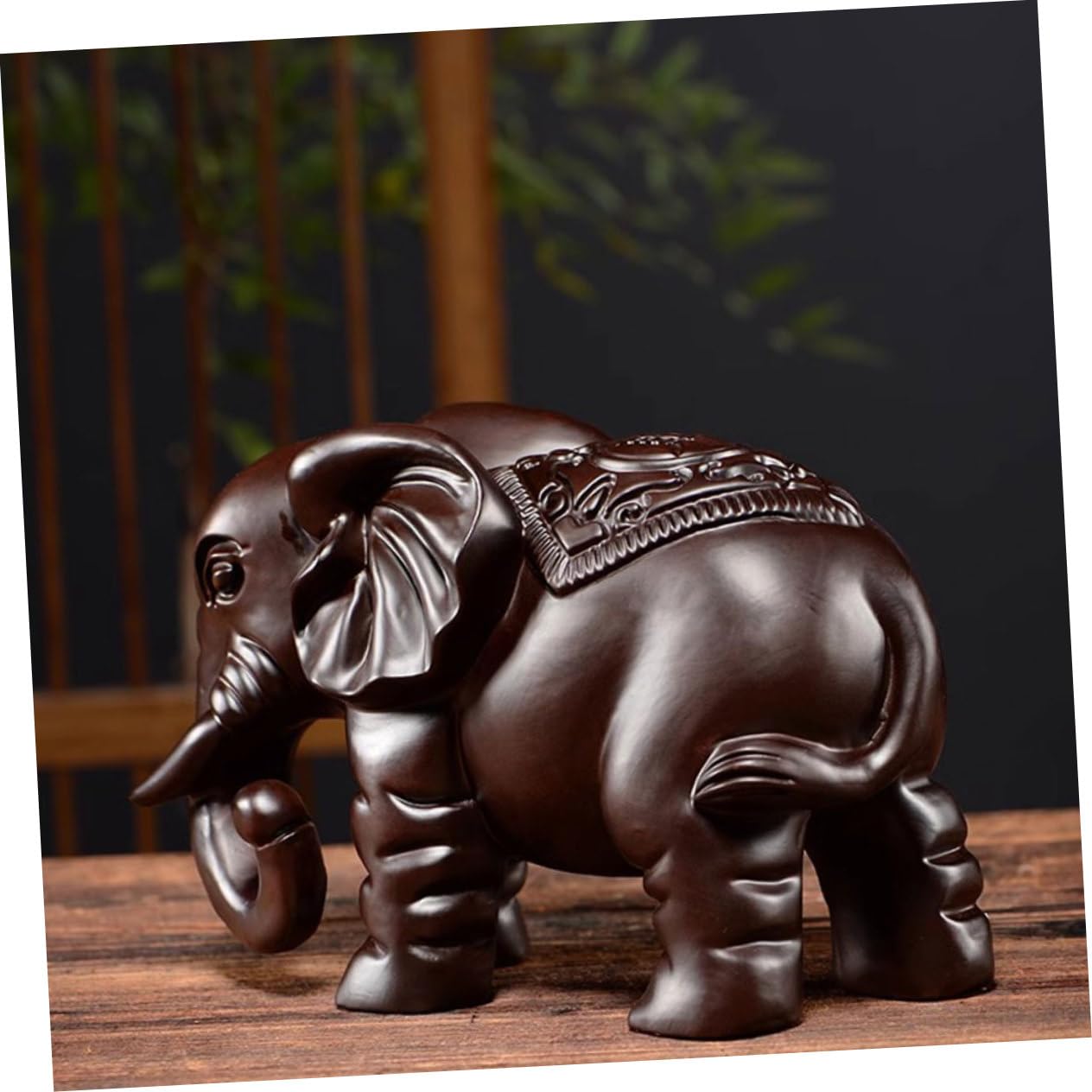 Amazon.co.jp: FUNOMOCYA 木製大象の彫刻 インテリアデコレーション 小