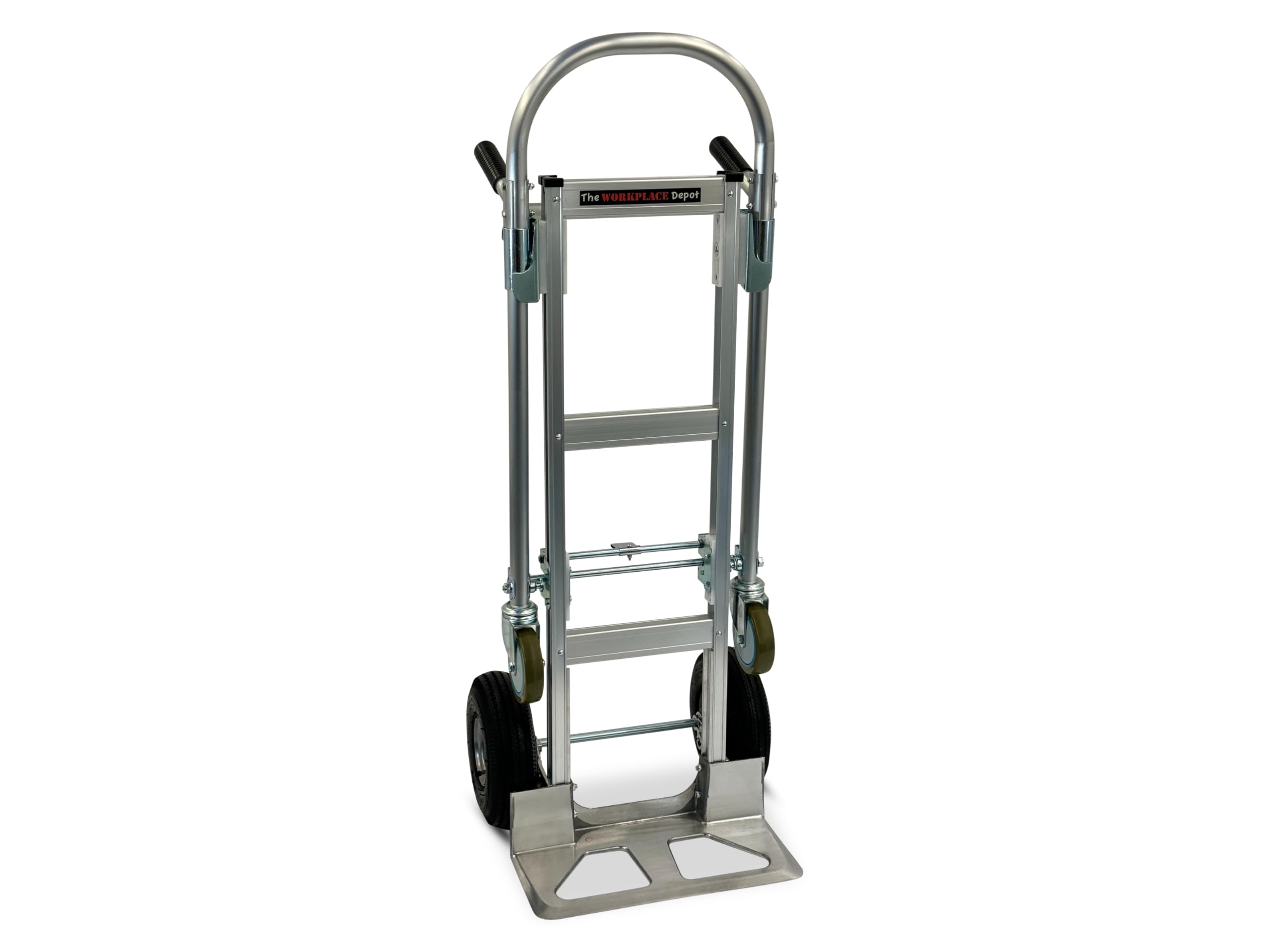 The Workplace Depot Grey Heavy Duty Sack Truck, Steel Industrial Folding Hand Trolley 2 In 1 Multifunctional Dolly With Pneumatic Wheels