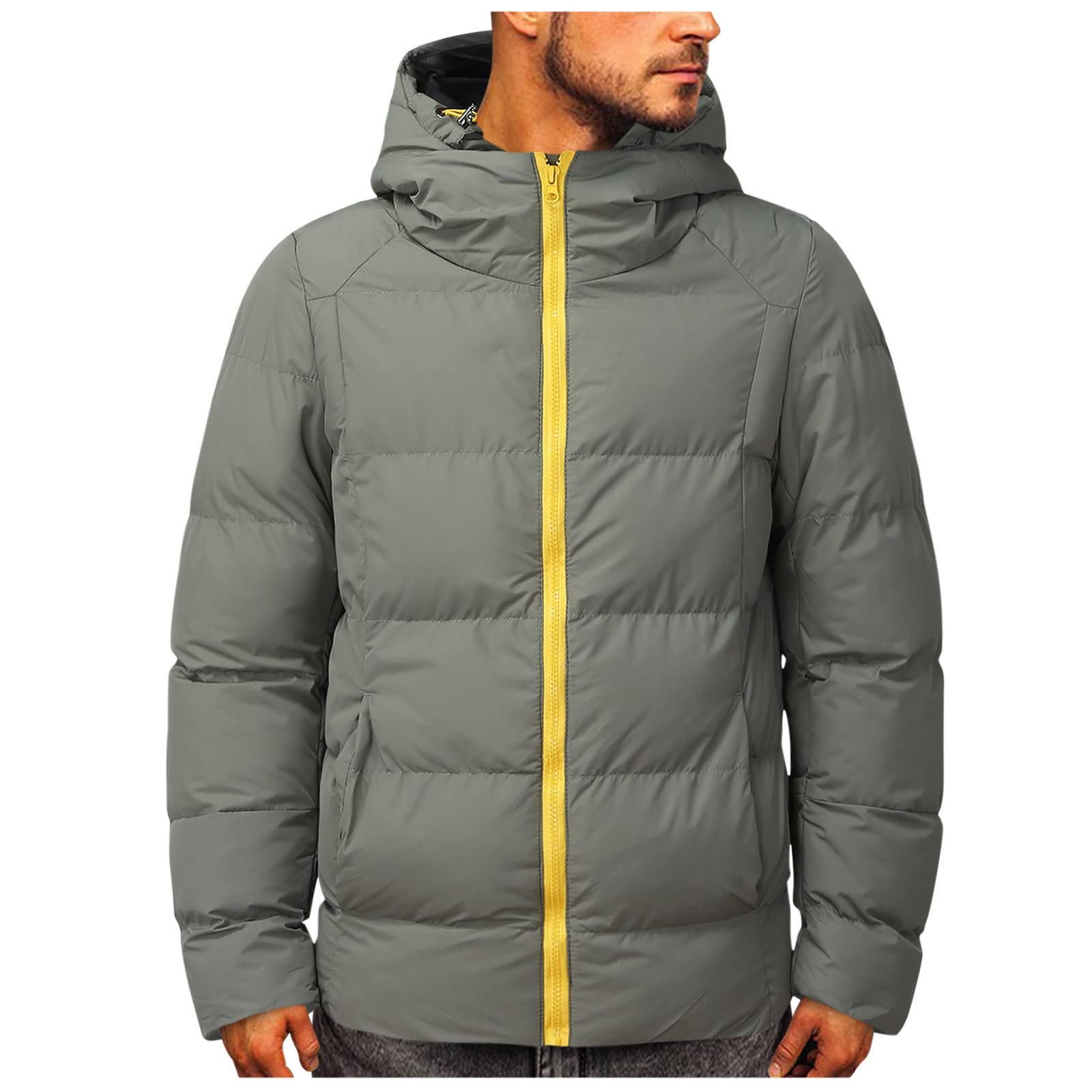 SzshaoyeMen's Thickened Hoodie Parkas Coat Warm Coat Sportswear Jacket Parka Full-Zipper Long Sleeve Drawstring Solid Color Casual Jacket Winter Warm Outerwear with Pockets