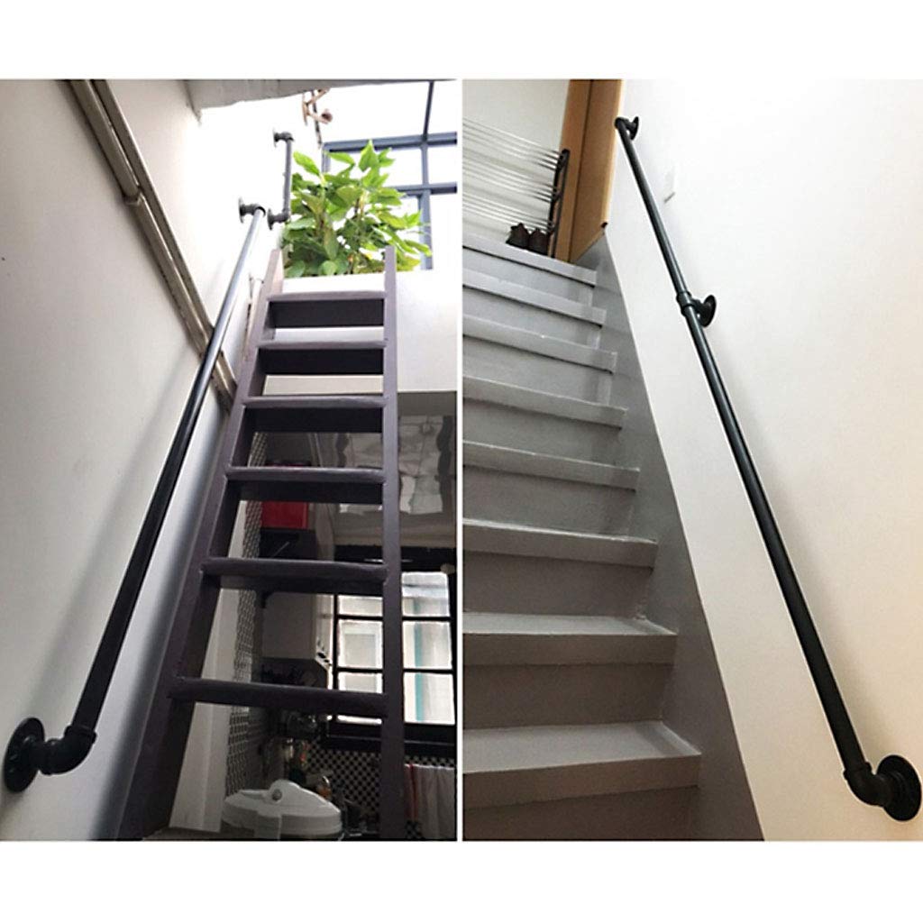 Mains courantes d'escalier antidérapantes en fer forgé de sécurité noir