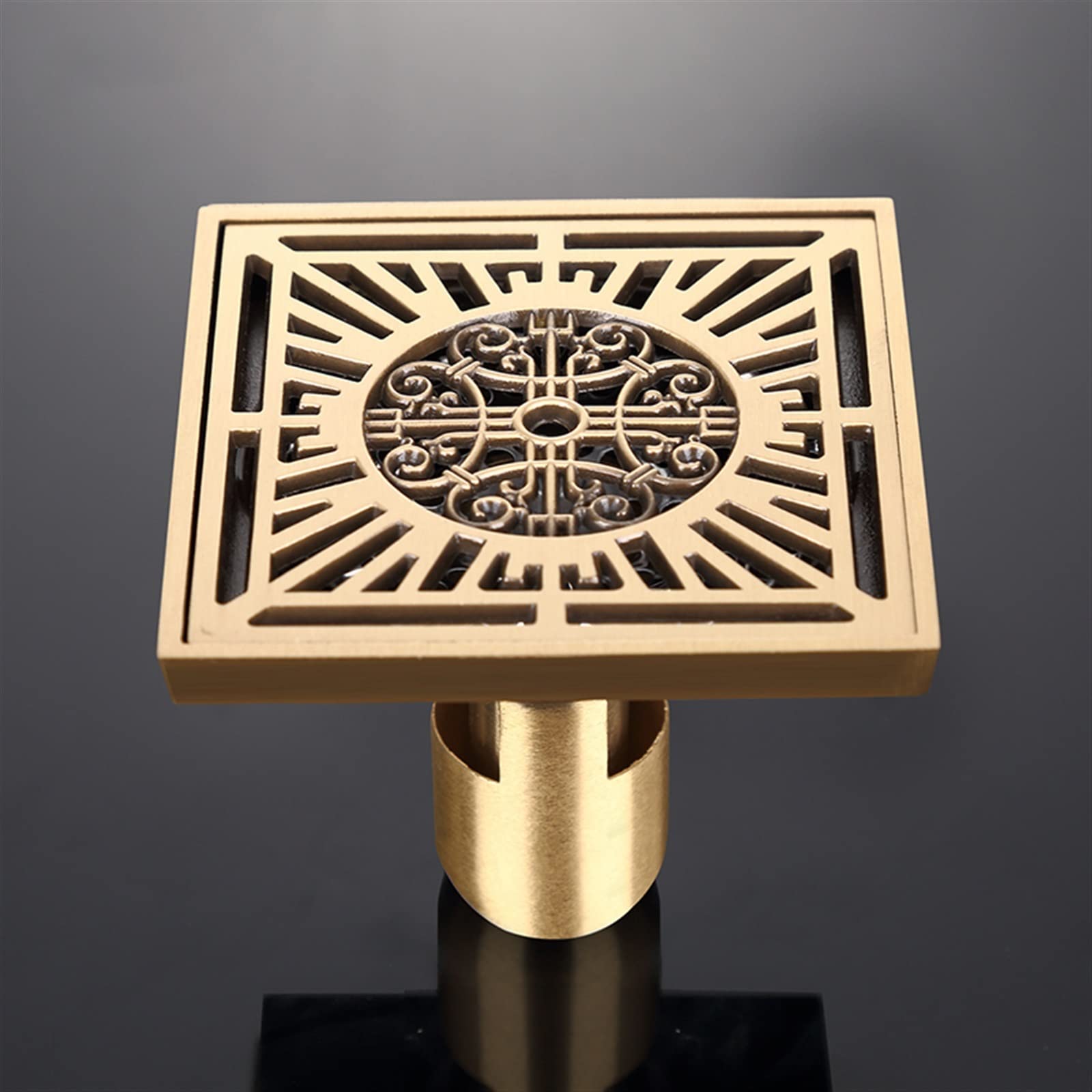 1Pc 10 * 10Cm Duschrinnen Platz Bad Rinnen Sieb Haar Messing Kunst Geschnitzte Badezimmer Bodenablauf Abfall Rost Ablassen
