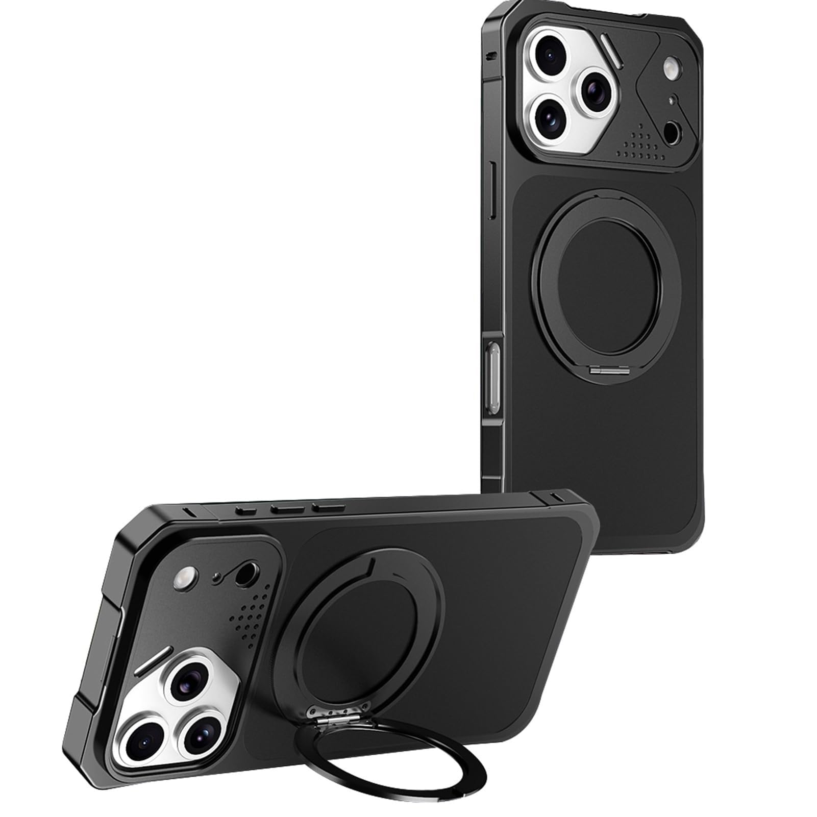 Genérico Etui na iPhone 17 Pro Max/17 Pro/17 Air/17, Smukłe etui z bezprzewodowym ładowaniem z uchwytem chłodzącym Guscio (czarny, 17 Pro)