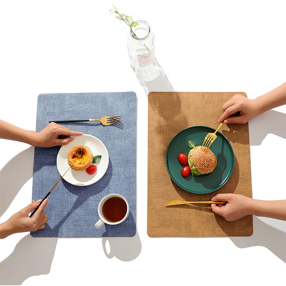 Tovagliette In Pelle Impermeabile Antiolio|Stile Nordico Decor Per La Scrivania Tappetino Da Tè Per Caffè|Tovagliette Rettangolari Per Cucina|43x30Cm(16,9x11,8 Pollici),Blu,8 Pezzi