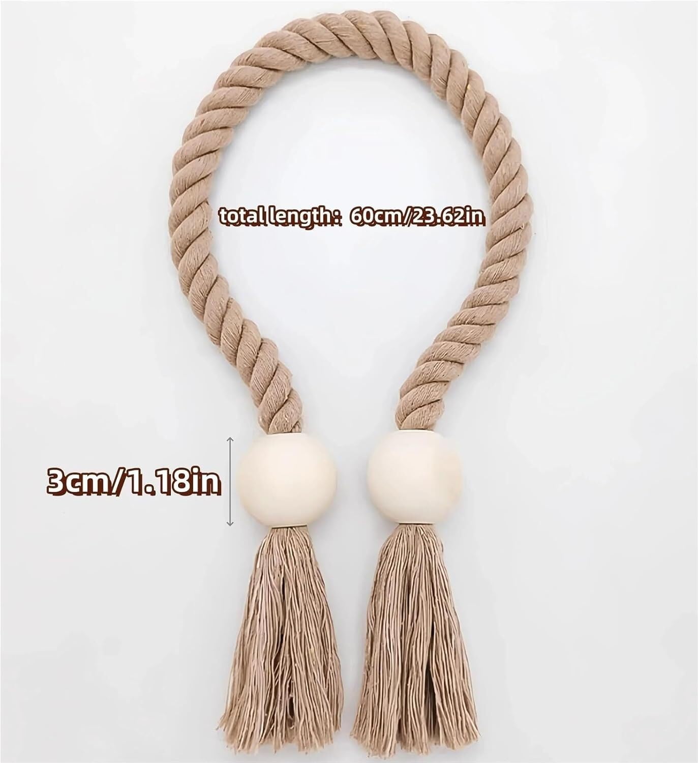 Embrasses de Rideaux, Lot de 4 embrasses de Rideaux magnétiques en Bois Massif tissé à la Main, Style bohème