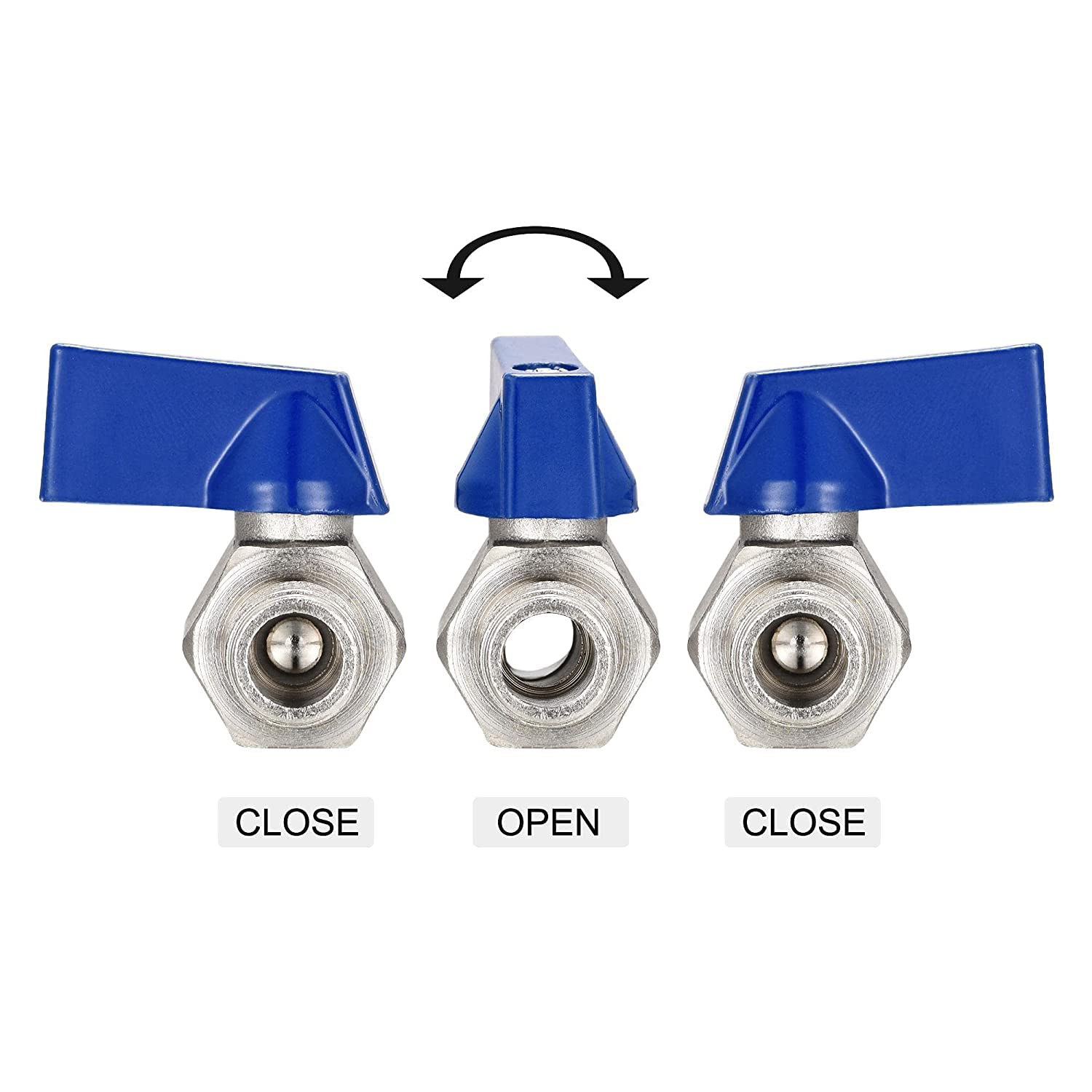 Conexión de válvula de Cierre, válvula de Control, válvula de Bola de latón, Interruptor de Cierre G1/4 Macho a Macho, Conector de acoplador de Tubo, Azul, 2 Piezas