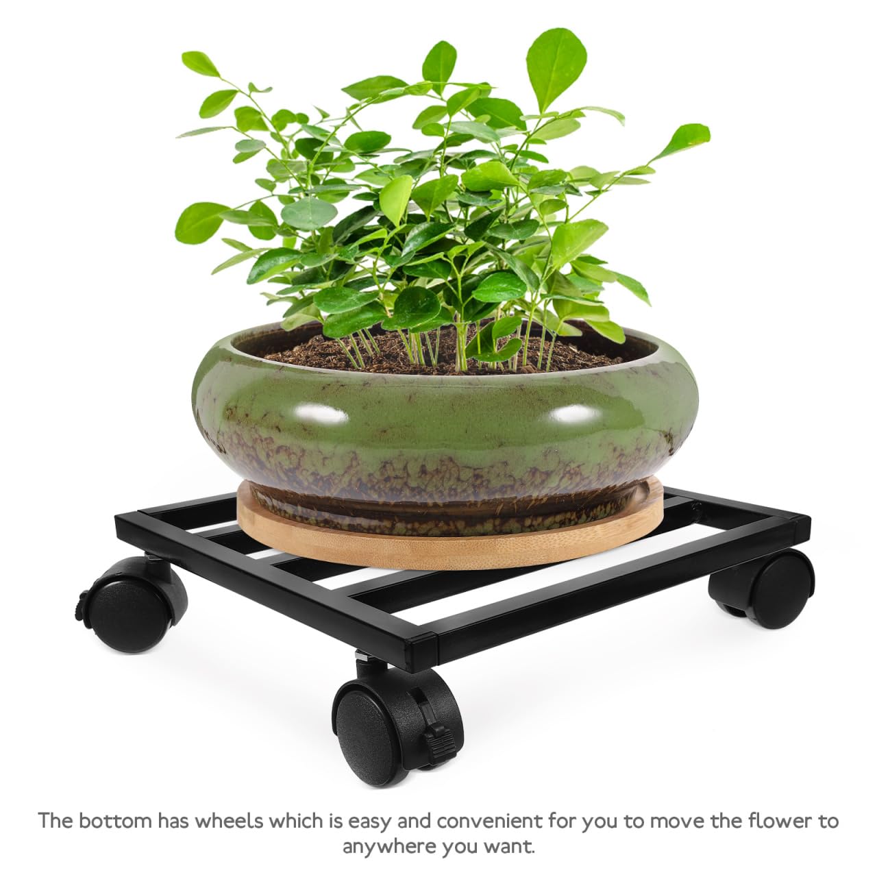 Soporte con Ruedas para Macetas Base Rodante para Plantas Y Jardineras Movilidad Fácil para Macetas Pesadas Uso En Interior Y Exterior Jardín Salón Y Comedor