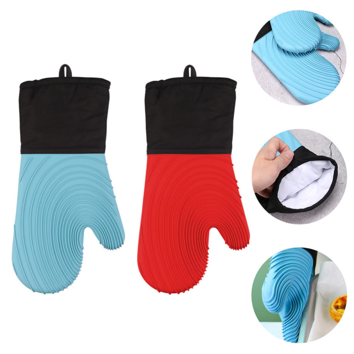 Didiseaon 2 Juegos Guantes de Horno de Silicona Resistentes al Calor, para