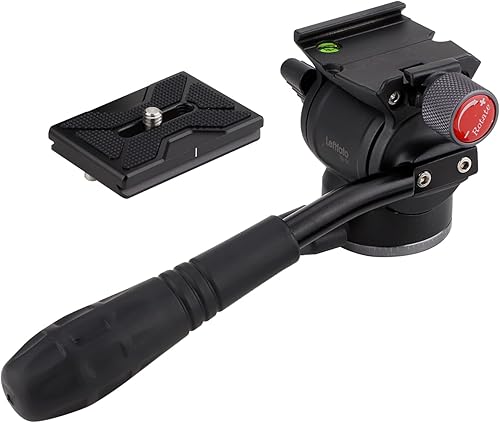 LEFTFOTO Mini cabezal de fluido de trípode, cabezal fluido de 2 vías con placa de liberación rápida del sistema Arca, para cámaras réflex digitales