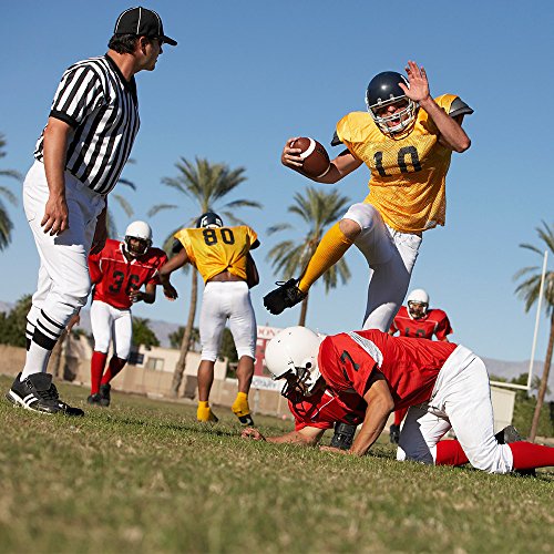 Crown Sport Goods | Men's Official Black & White Striped Referee/Umpire Jersey | Pro-Style Uniform | Short Sleeve V-Neck Style #TOP3