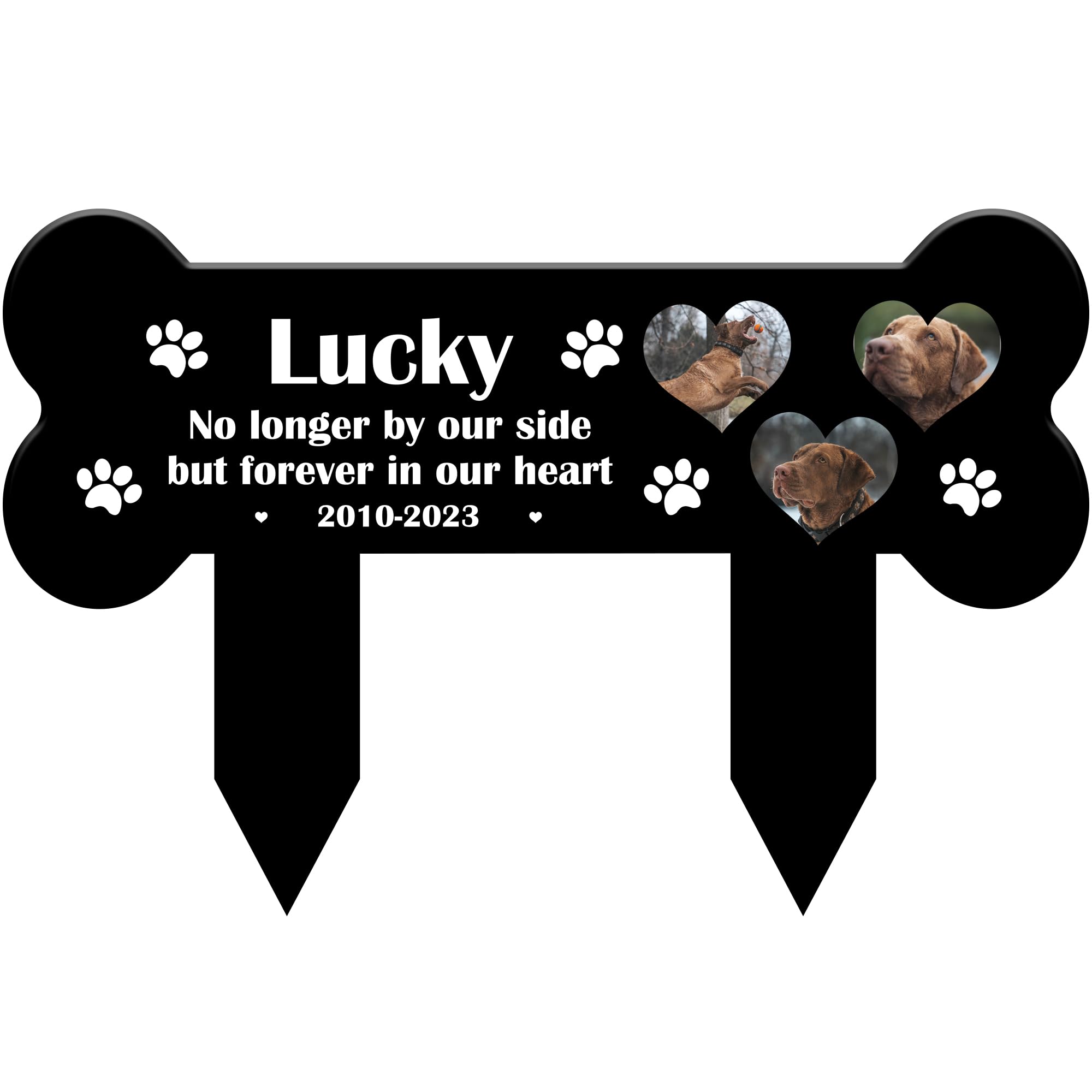 RED OCEAN Personalised Dog Memorial Plaques With 3 Photos Dog Memorial Grave Stake Pet Loss Gifts