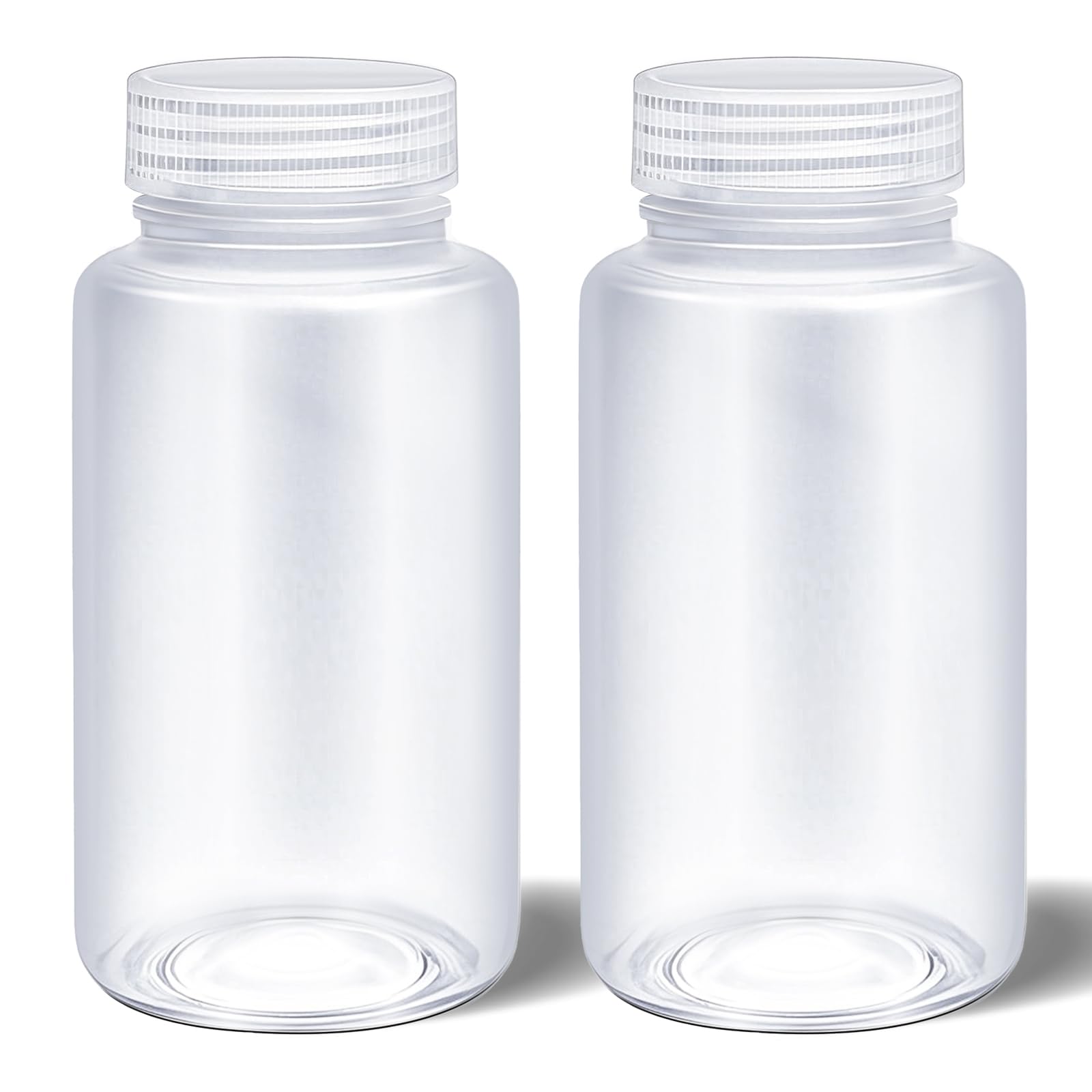 ASEVAT 2 Pcs Plastic Reagent Bottle, Laboratory Grade Polypropylene Wide Mouth with Screw Cap, Plastic Sample Bottles for Classrooms or Storage at