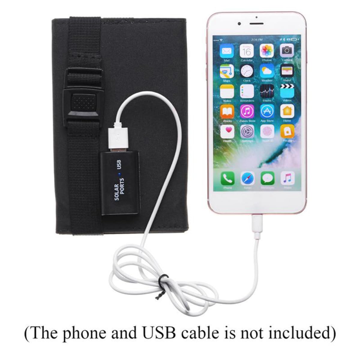 Cargador Solar Plegable 10w USB para Móvil, Panel Negro