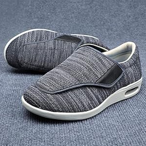 Nwarmsouth Orthopedische Wide Fit Verstelbare Slipper, Verstelbare voet zwelling schoenen, oudere diabetes schoenen-UK5_dark grijs, Extra brede Slipper Diabetische schoenen