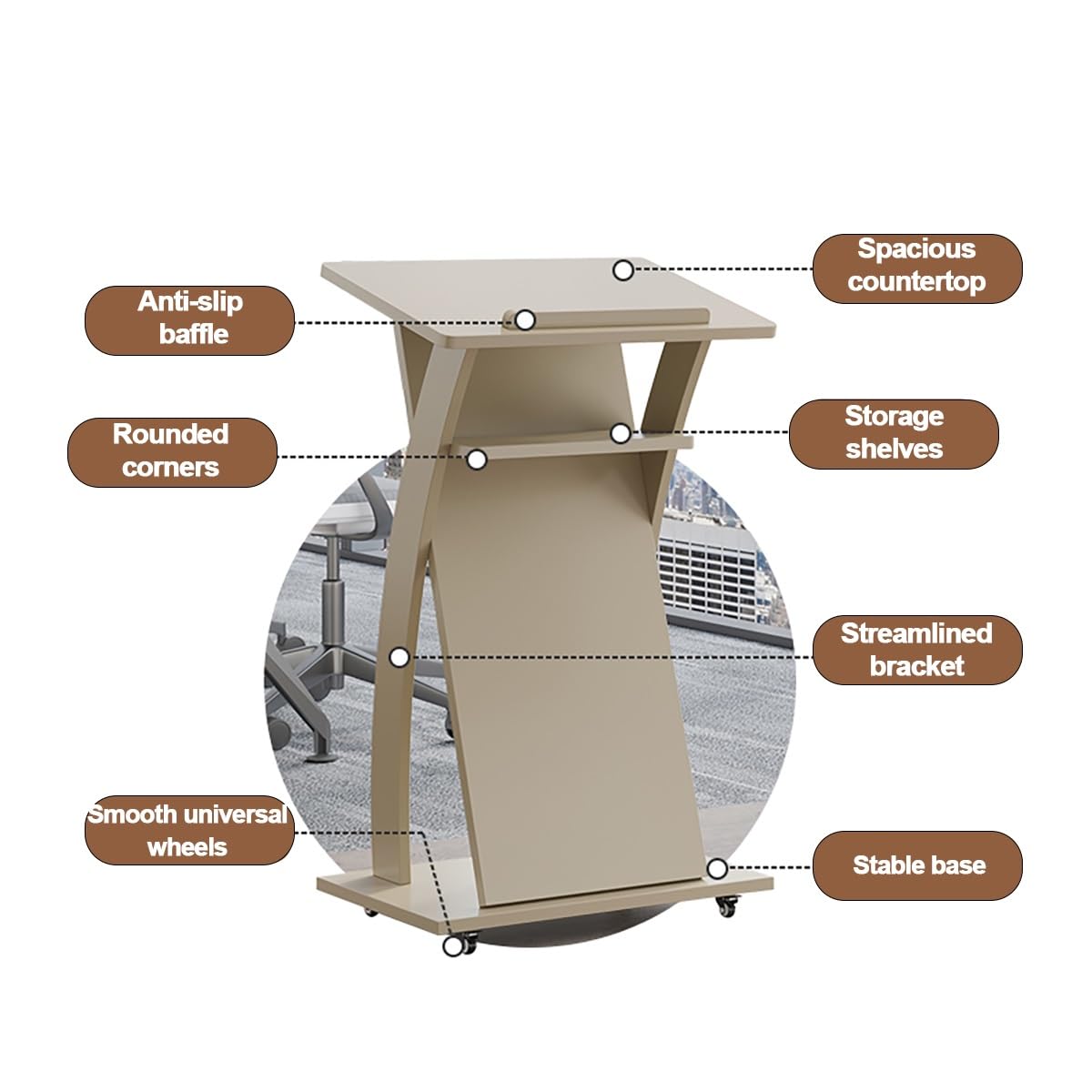 Générique Pupitre Portable en Bois de 104 cm avec roulettes - Pupitre réglable pour églises, écoles et Bureaux - Table de présentation Mobile avec Plateforme de Lecture (Finition Naturelle)