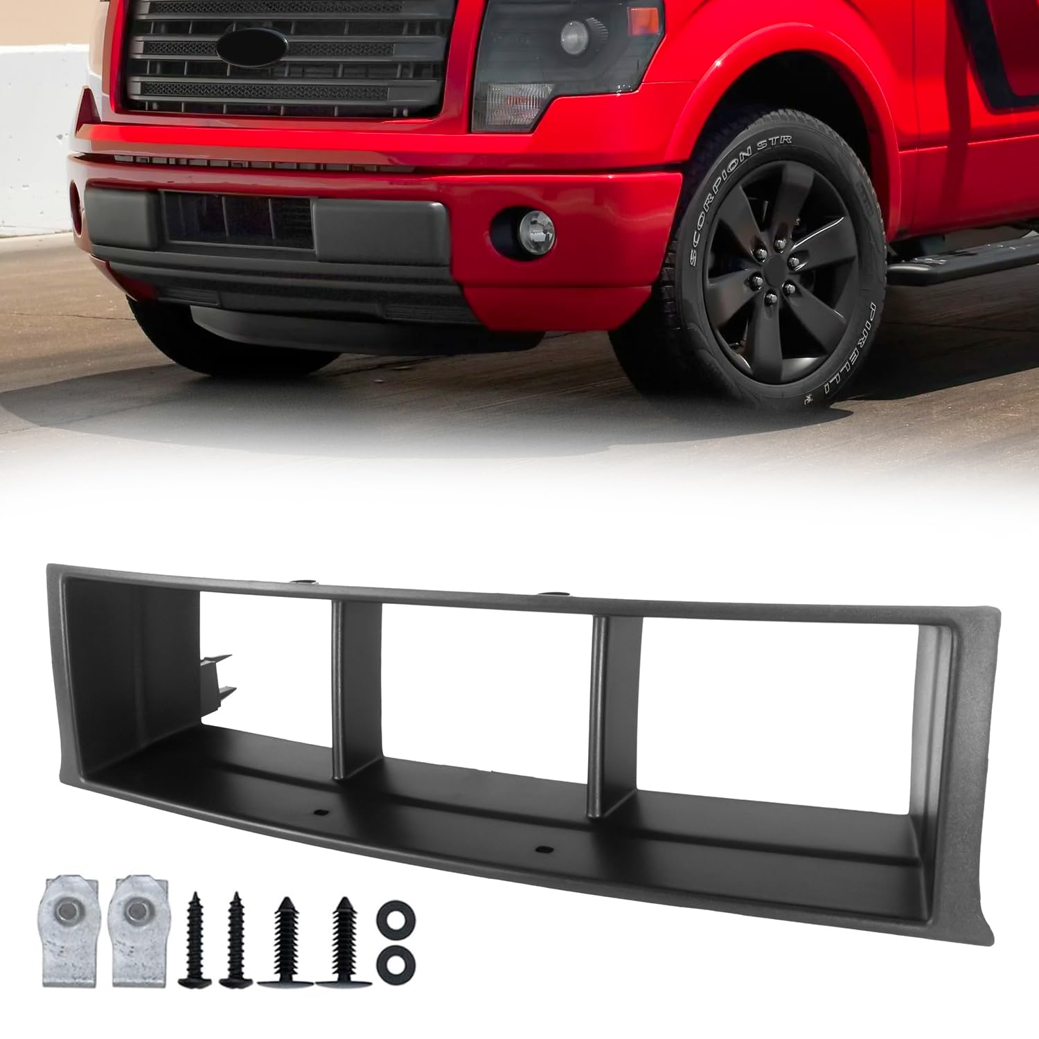 KARPAL Front Lower Bumper Grille Trim Panel Insert Compatible with 2009-2014 Ford F150 Horizontal Grill (Not Fit Harley Davidson and Raptor)