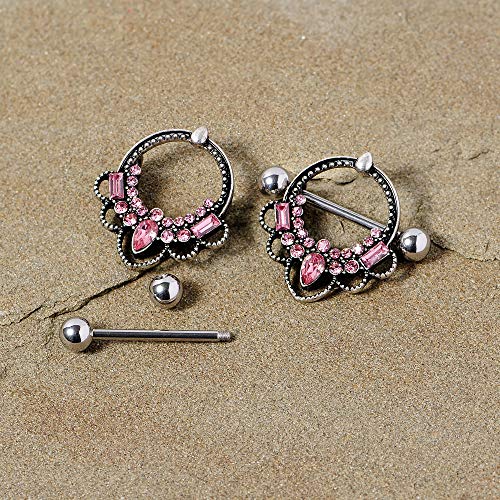 Body-Candy-2Pc-14G-Nipplerings-Piercing-Women-316L-Steel-Color-Accent-Nipple-Shield-Nipple-Ring-Set-16mm