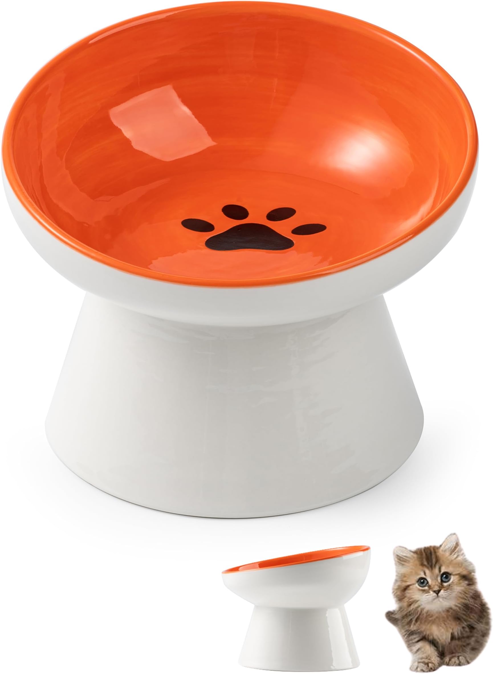 MISSYSSIM Cat Bowls, Ceramic Raised Cat Food Bowl, Whisker Friendly Raised Cat Food