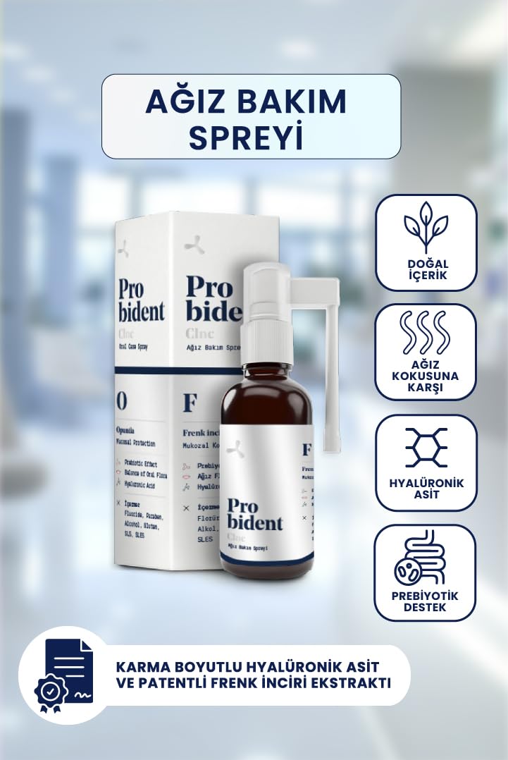 Probident Clinic Onarıcı Hyalüronik Asit içeren Ağız Bakım Spreyi İmplant-Ağız Yaraları için