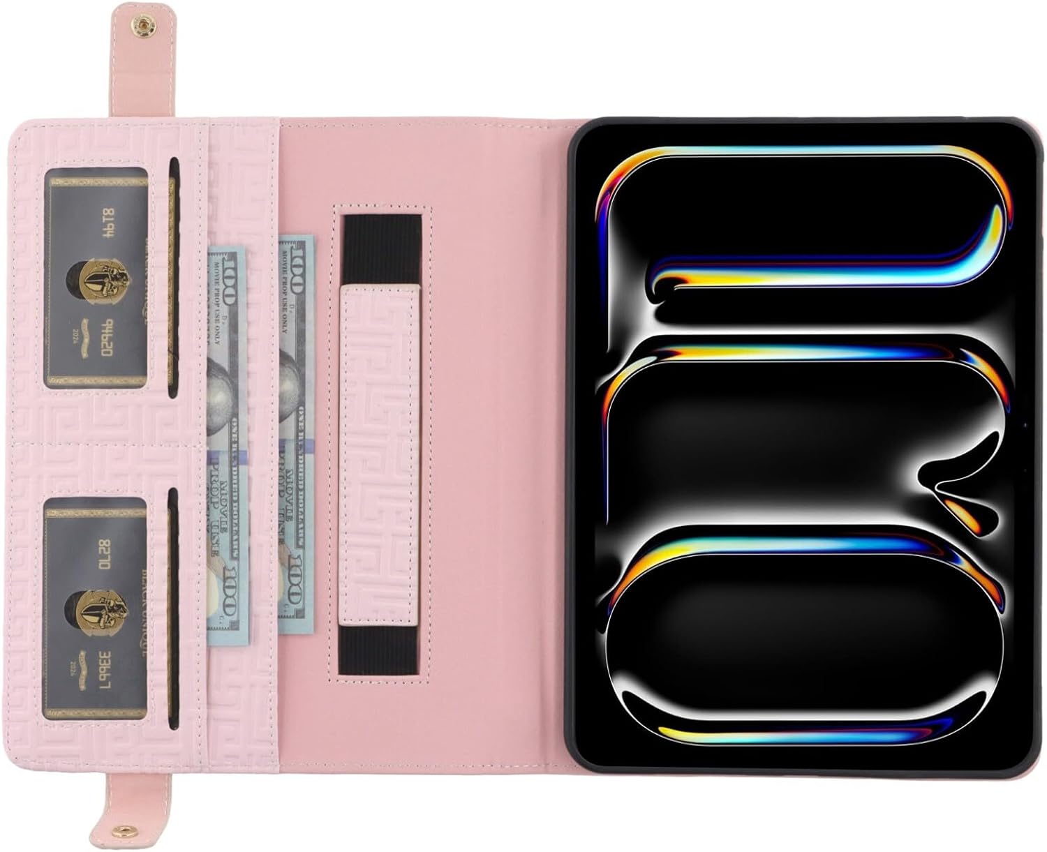 Generic case Compatible with iPad mini 1 / mini 2 / mini 3 (Color: Pink) Smart Folio Stand Leather Crossbody Strap flip Back Case image 2
