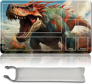 Board Game Pad MTG Playmat + Free Waterproof Bag, TCG Solitaire Table Game Pad Size 24 x 14 inche Mouse Mat Compatible with MTG TCG Gishath, Suns Avatar