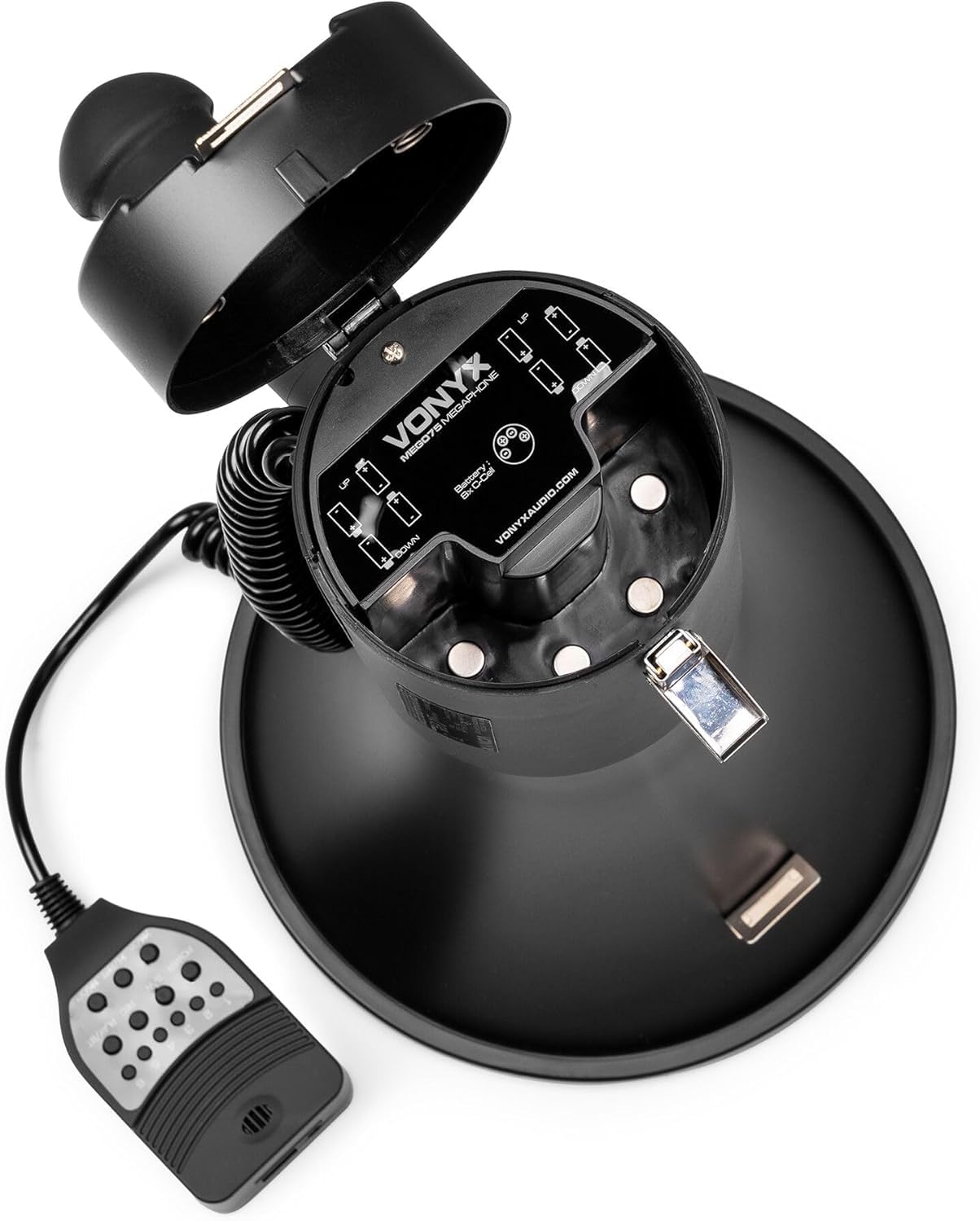 Vonyx MEG075 Megáfono Bluetooth Portátil 75W, Reproductor MP3, Batería Recargable, Negro