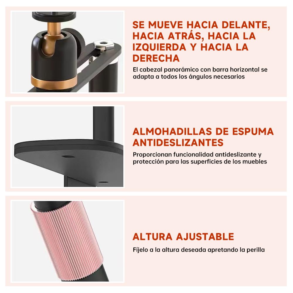 Soporte Para Proyector Bordstract, Soporte Para Proyector Ajustable Con Rosca De 1/4 Pulgadas, Rotación De 360 ​​y Inclinación De 90 Para Cabecera De Cama O Sofá(Blanco)