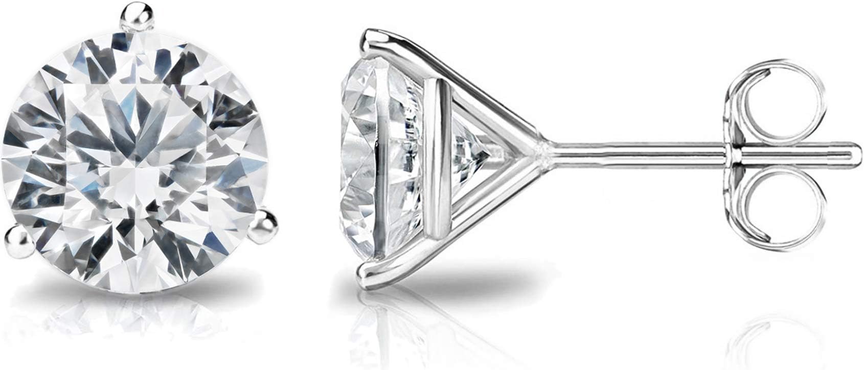 PAVOI 14K Gold Plated 925 Sterling Silver Cubic Zirconia Stud Earrings for Women - Simulated Diamond CZ Earrings