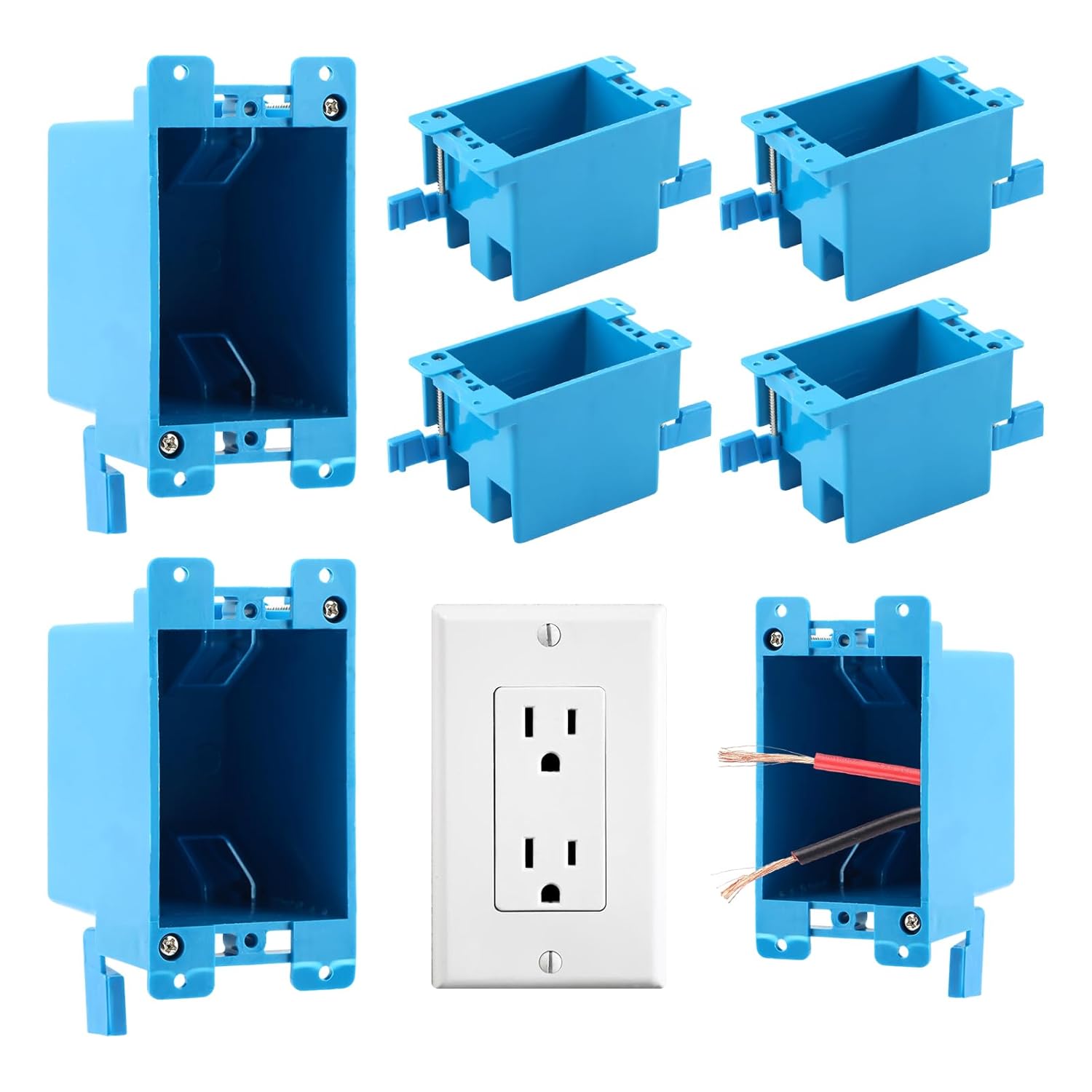 6pcs Single Gang Electrical Outlet Box Switch Box Plastic Outlet Box 1-Gang Electrical Outlet Box Extenders for Residential Commercial Old Job Applications(Size:4.25x2.24x2.72inch)