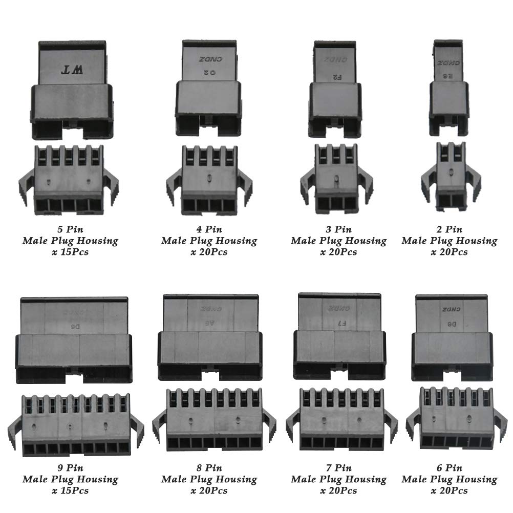 Buy 1120Pcs JST SM Connector 2.54mm Pitch 2 3 4 5 6 7 8 9 Pin Male and