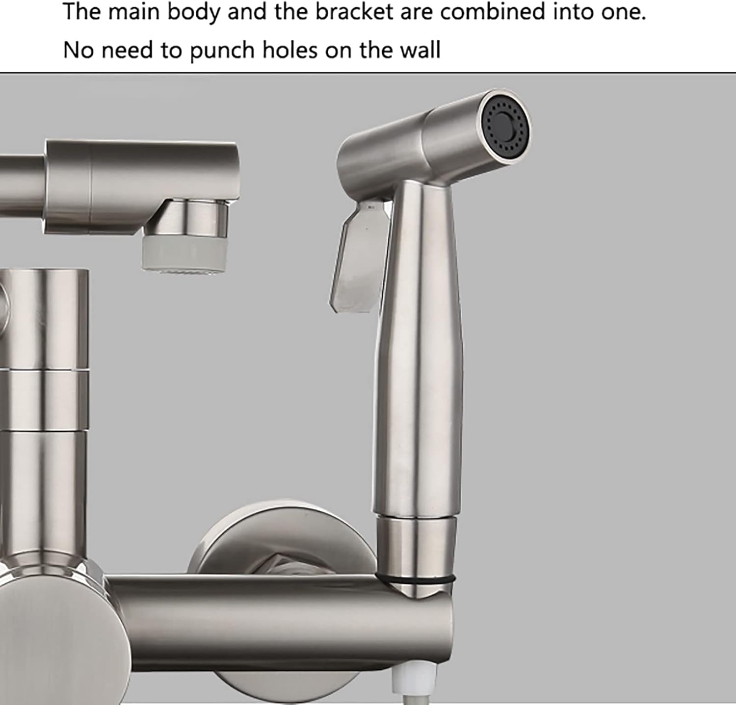 Brushed Handheld Bidet Sprayer for Toilet, Brass Cloth Diaper Sprayer Kit Wall Mounted Foldable Bidet Sprayer Set Single Handle Toilet Bidet Sprayer Kit with 2 Mode Spout