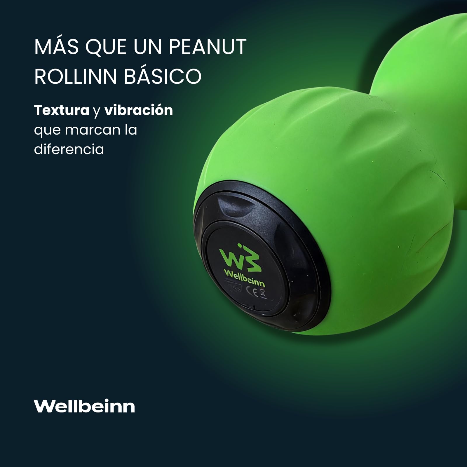 WELLBEINN Rollinn Peanut | Masajeador Vibratorio en Forma de Cacahuete | Para Espalda, Cuello y Gemelos | Vibración Ajustable | Alivio de Tensión Profunda | Compacto y Portátil